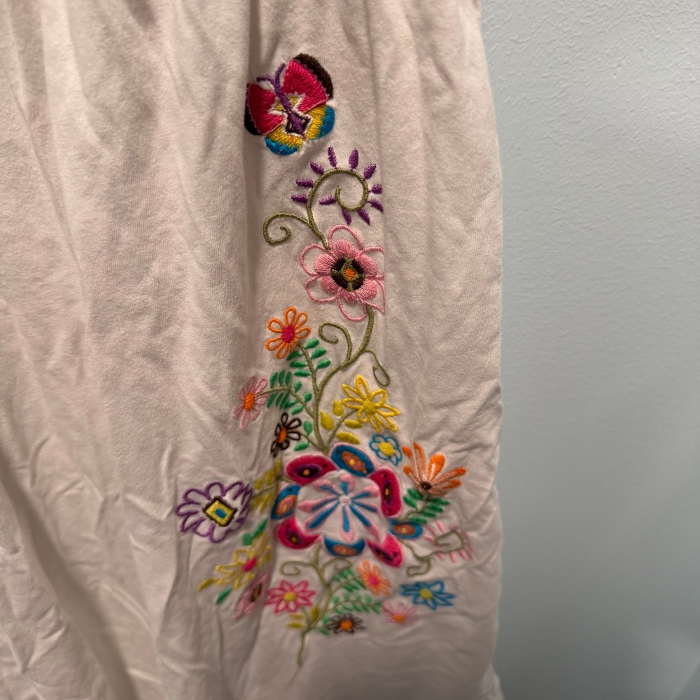 The Childrens Place Embroidered Dress White 10 Boho Floral Summer Casual - Picture 2 of 5